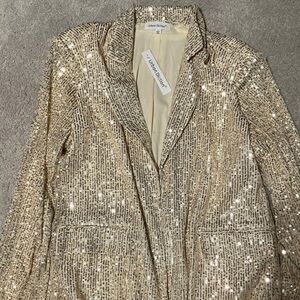 Urban Diction Sequin Blazer Light Gold L NWT
